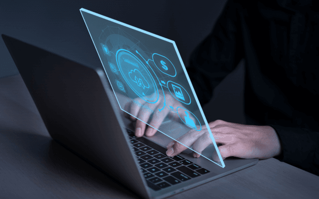 Person typing on a laptop