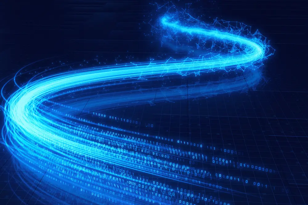 Color photo illustration of stream a of computer code.