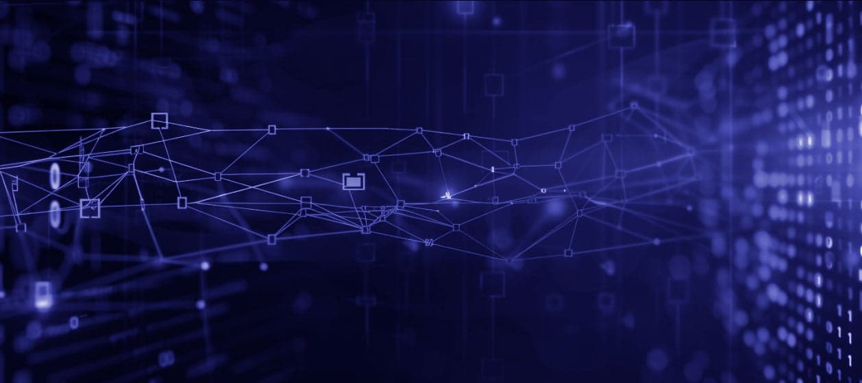 Color illustration of digital connections in a web.