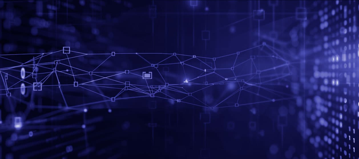 Color illustration of digital connections in a web.