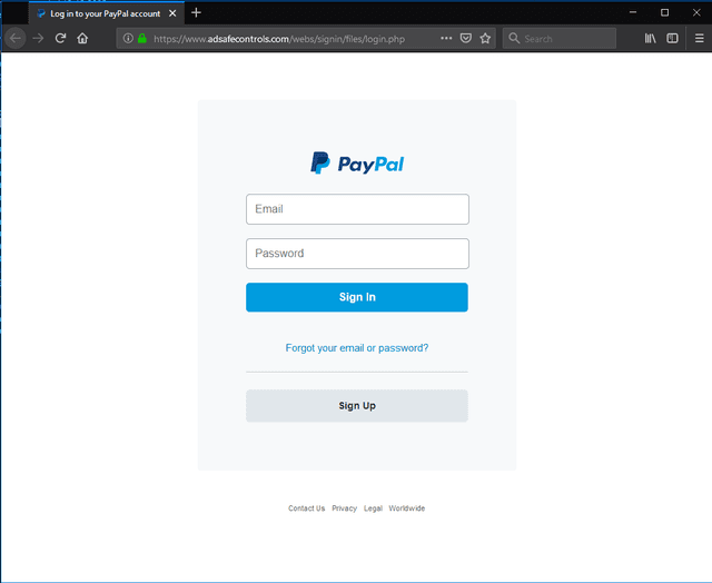 PayPal Phishing Sample #3