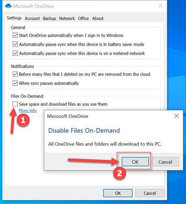 Disabling OneDrive Files On-Demand to download all files locally