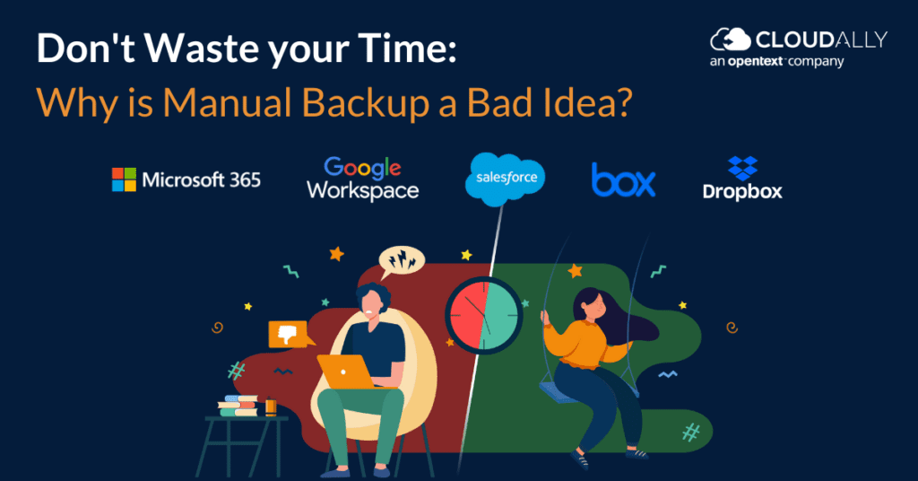 Manual backup vs automated for Microsoft 365, Google Workspace, Salesforce, Box, Dropbox
