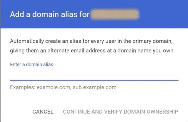 Add domain alias for alternate email addresses in G Suite migration