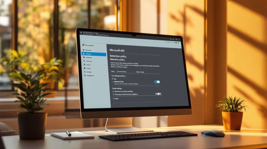 Microsoft 365 retention policy settings on computer screen