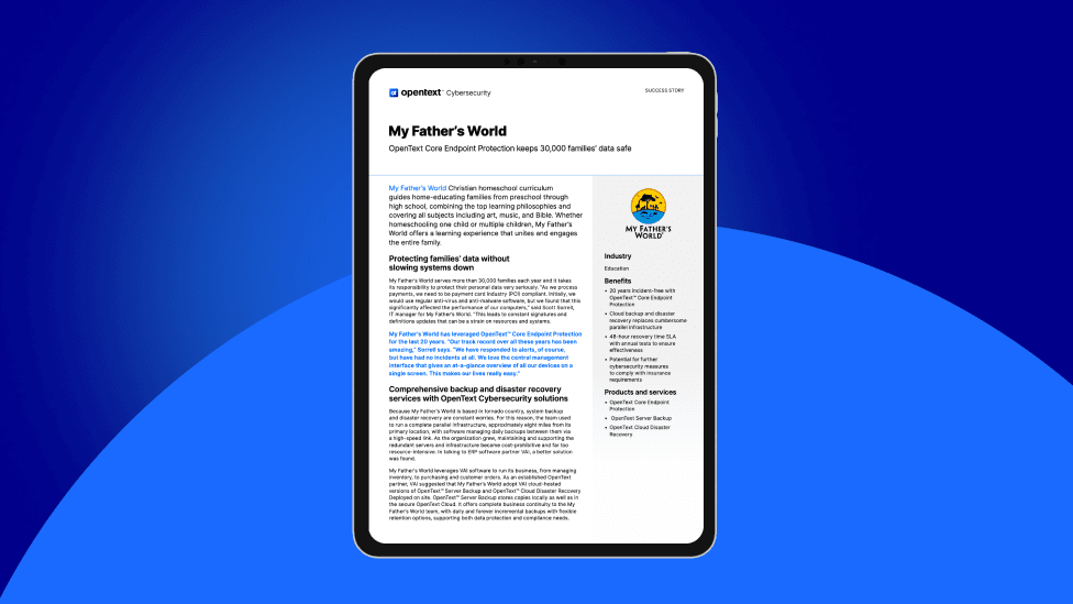 Thumbnail showing page one of the "My Father's World" case study.