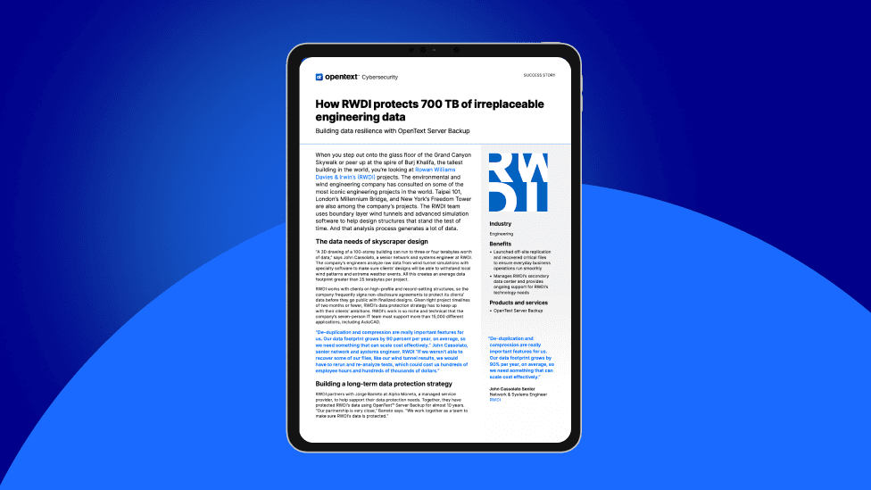 Thumbnail showing page one of the RWDI case study.