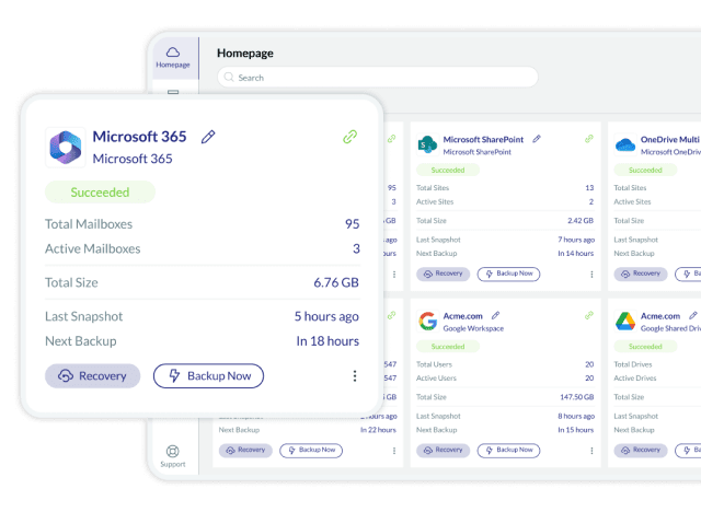 Secure SaaS Backup UI image