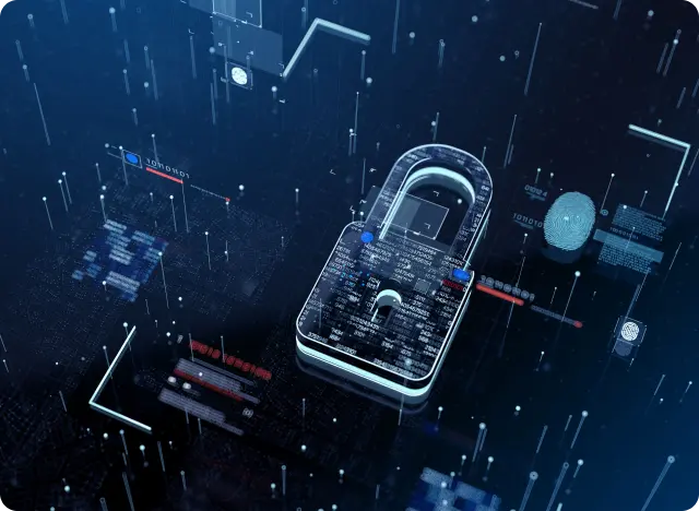 Photo illustration of digital padlock.