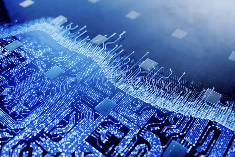 Color illustration of computer circuit board.